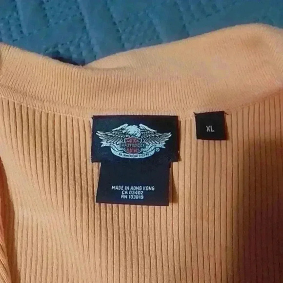 EUC- WOMEN'S XL HARLEY DAVIDSON ORANGE SLEEVELESS SWEATER -DOUBLE
ZIPPER - Picture 2 of 7